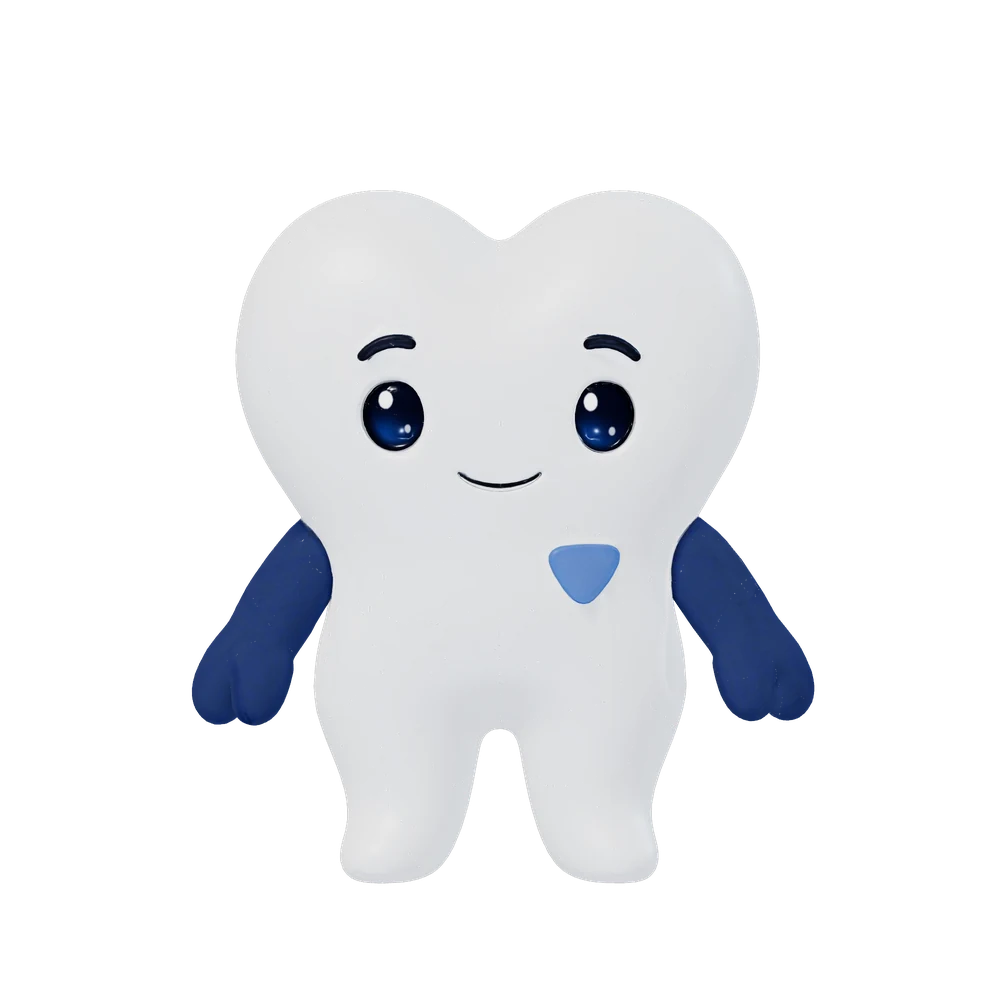 DentistAsist’in gülümseyen diş biçimli maskotu